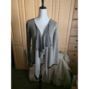 Women's Unbranded Black White Houndstooth Draped Cardigan M